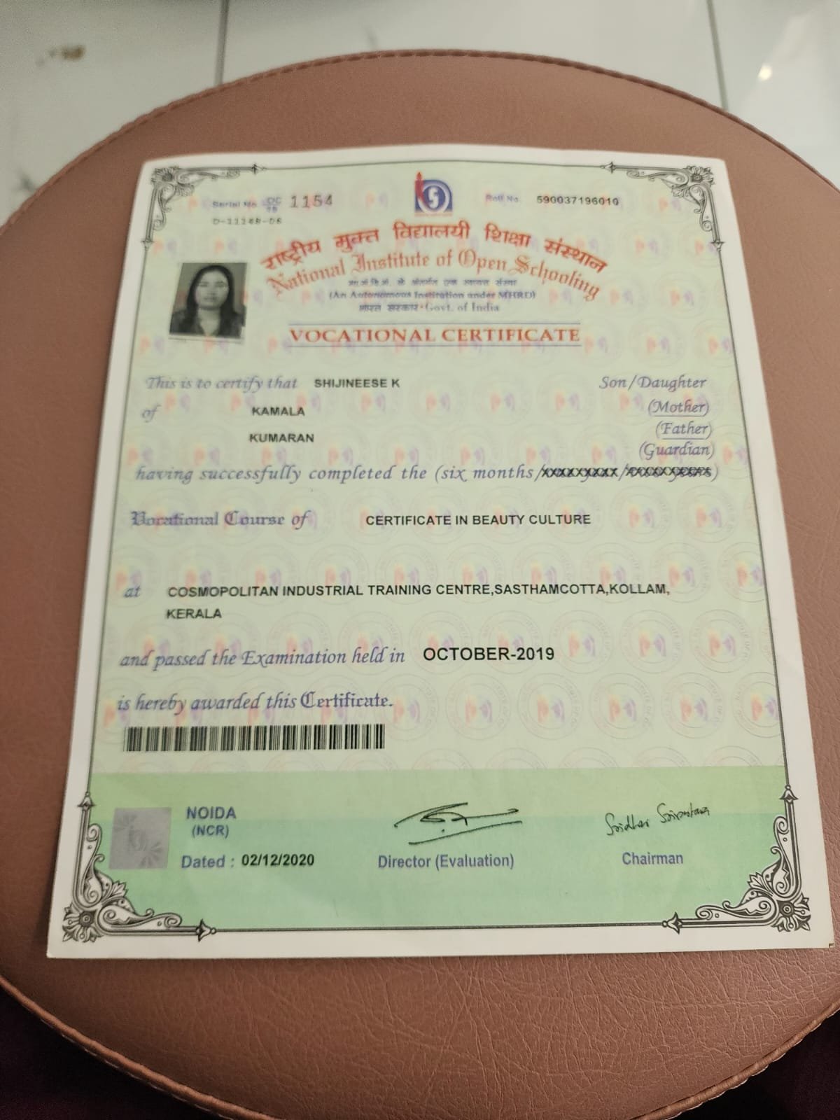 National Institute of Open Schooling &ndash; Vocational Certificate &mdash; Beauty Culture