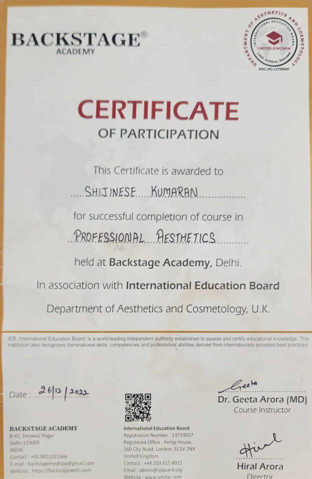 Backstage Academy, Delhi &ndash; Professional Aesthetics Course
