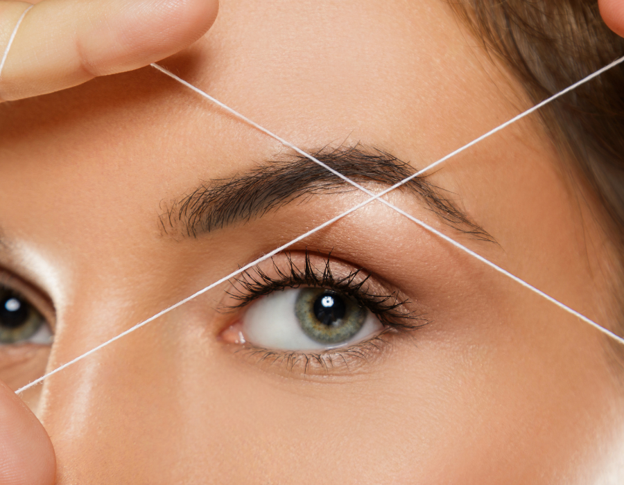 Eyebrow threading close up